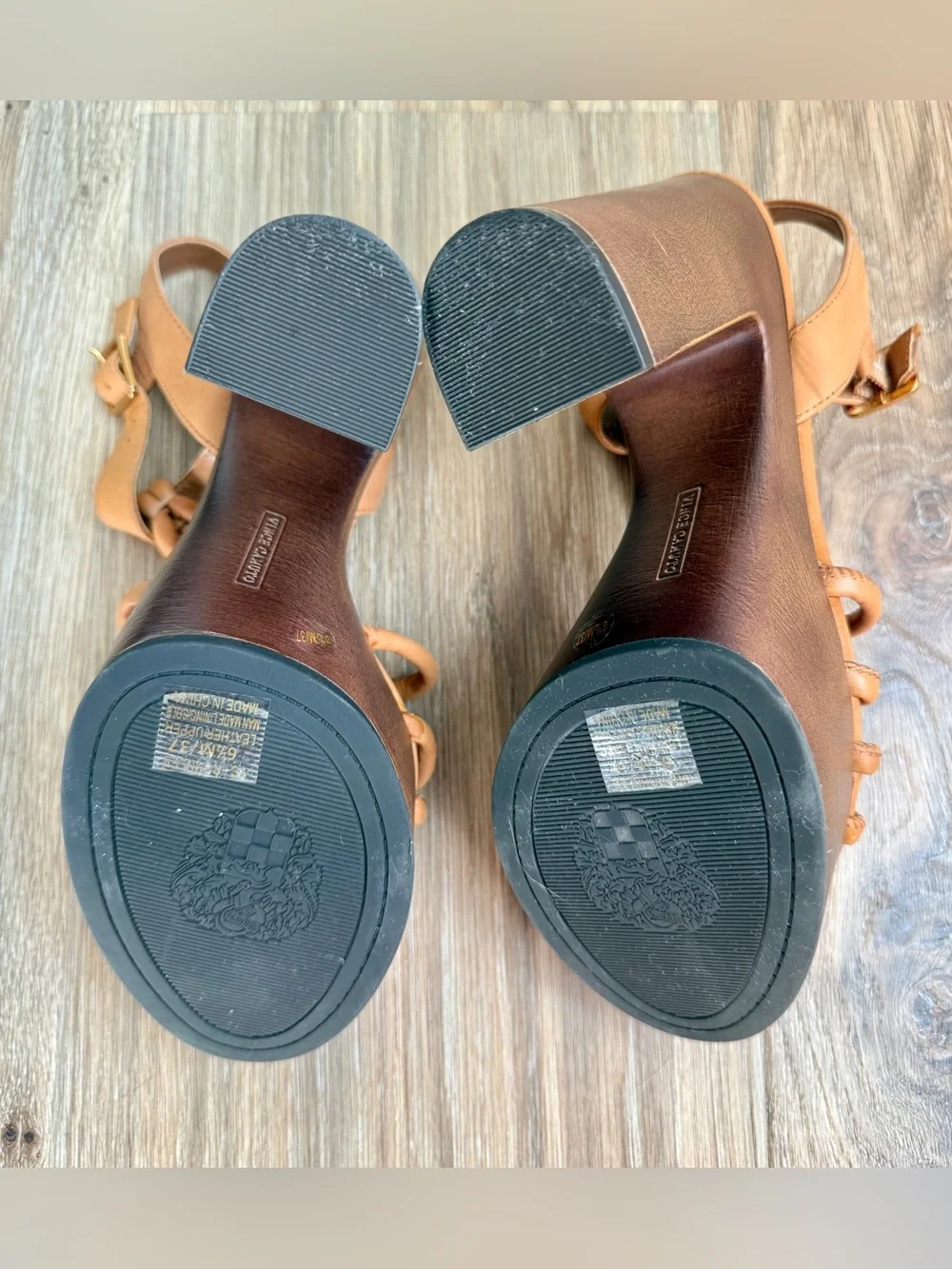 Vince Camuto Tan Braided Platform Block Heel Sandals Size 6.5